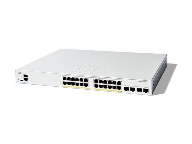 CISCO - Catalyst 1200-24FP-4G - Switch - L3 - smart - 24 x 10/100/1000 (PoE+) + 4 x Gigabit Ethernet SFP - rack-mountable - PoE+ (375 W)