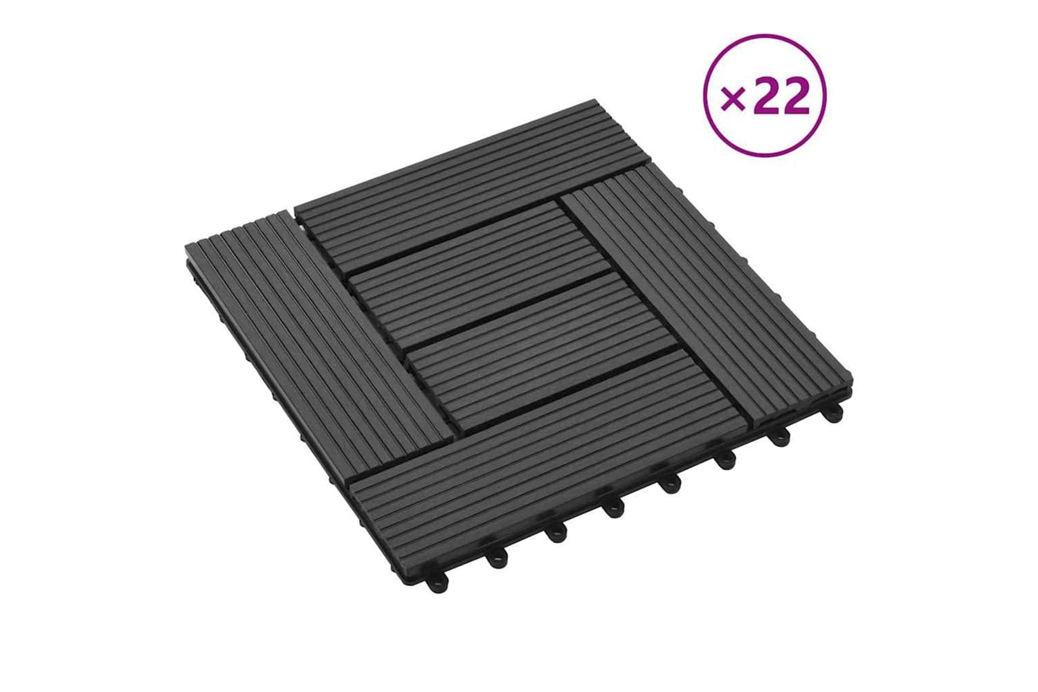 vidaXL 277803 22 Pcs Decking Tiles 30x30cm 2 Sqm Wpc Black