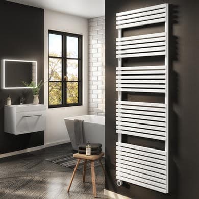 White Smart Electric Towel Radiator with Wi-Fi Thermostat - 1200W - H1800xW600mm - Bathroom Safe
