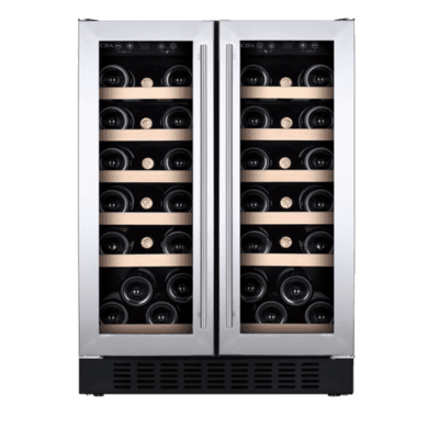 CDA 40 Bottle Freestanding Under Counter Wine Cooler Dual Zone 60cm Wide 82cm Tall - Stainless Steel