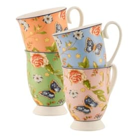 Cottage Garden Footed Mugs Set