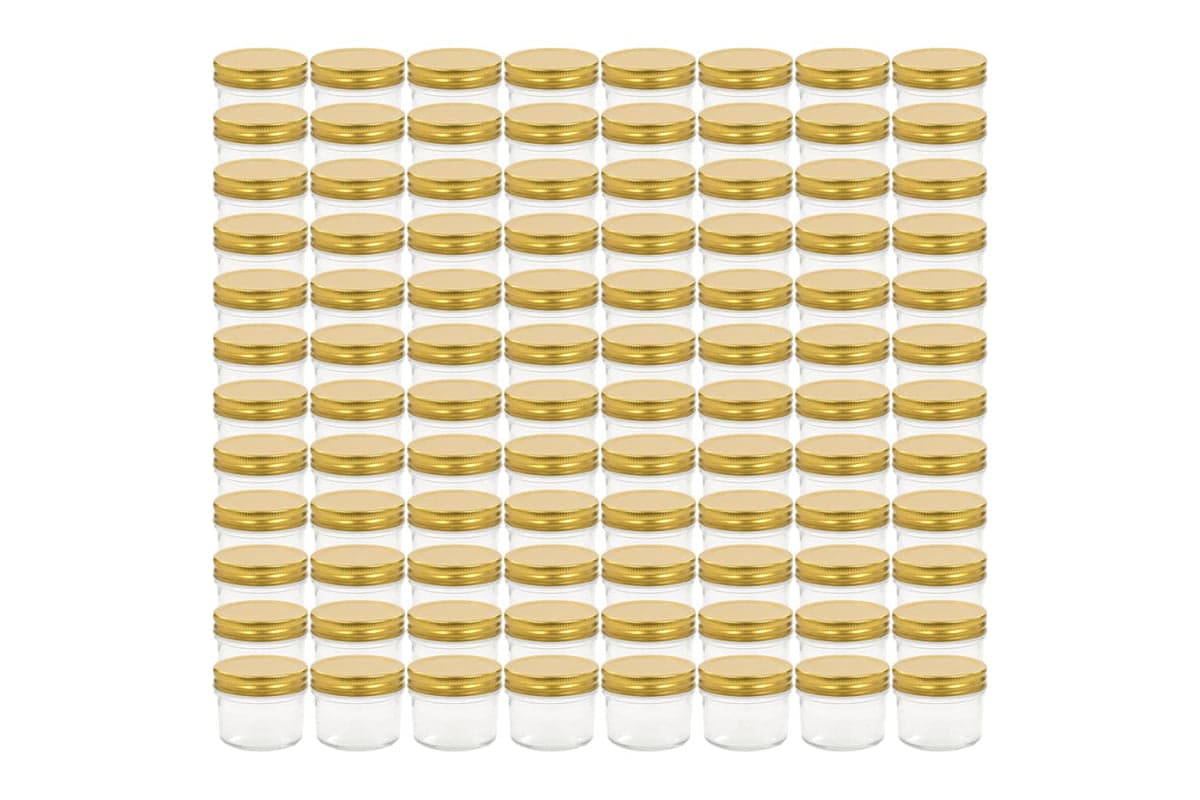 Vidaxl 50797 Glass Jam Jars With Gold Lid 96 Pcs 110 Ml