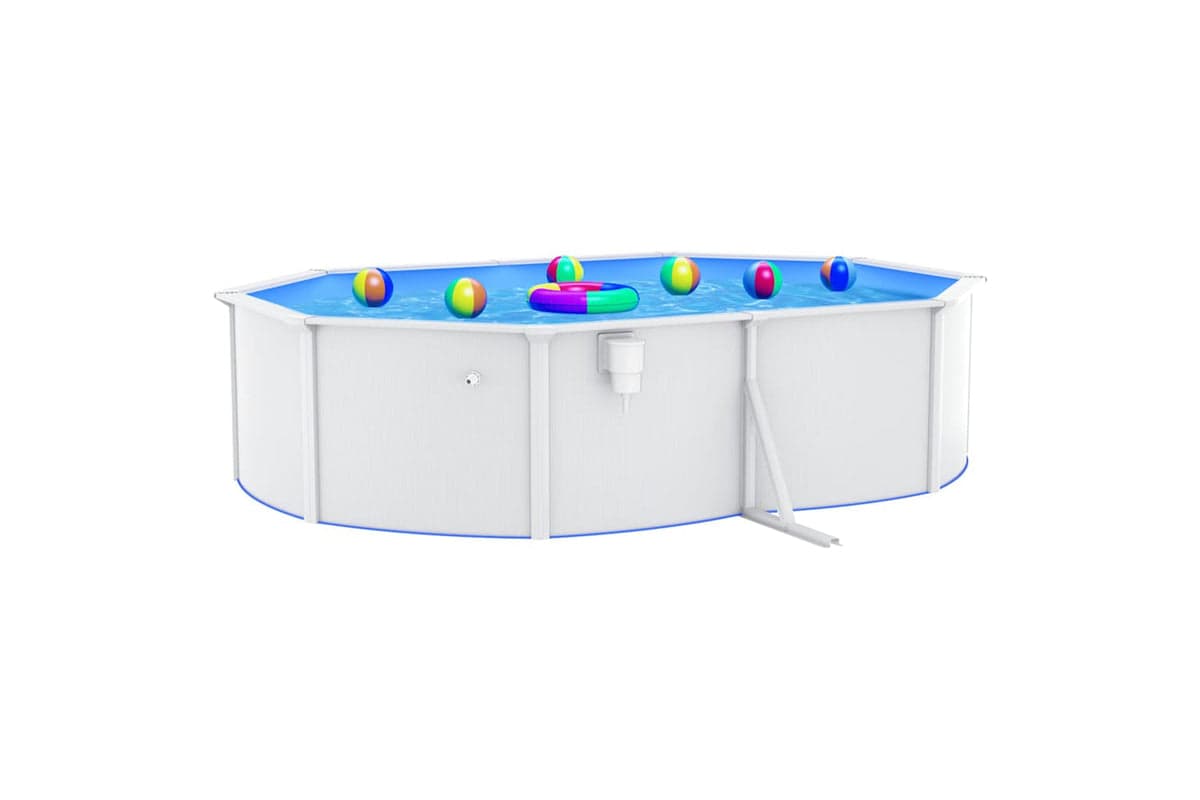 Vidaxl Swimming Pool With Steel Wall Oval 490x360x120 Cm White