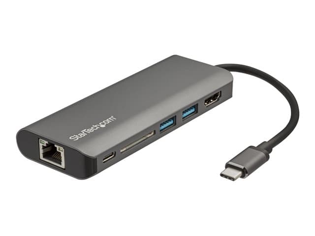 STARTECH.COM - Startech USB C Multiport Adapter - USB-C Travel Dock to 4K HDMI, 3x USB 3.0 Hub, SD/SDHC, GbE, 60W PD 3.0 Pass-Through - USB Type-C/Thunderbolt 3 - Upgraded Version of DKT30CSDHPD (DKT30CSDHPD3) - docking station - USB-C - 1GbE
