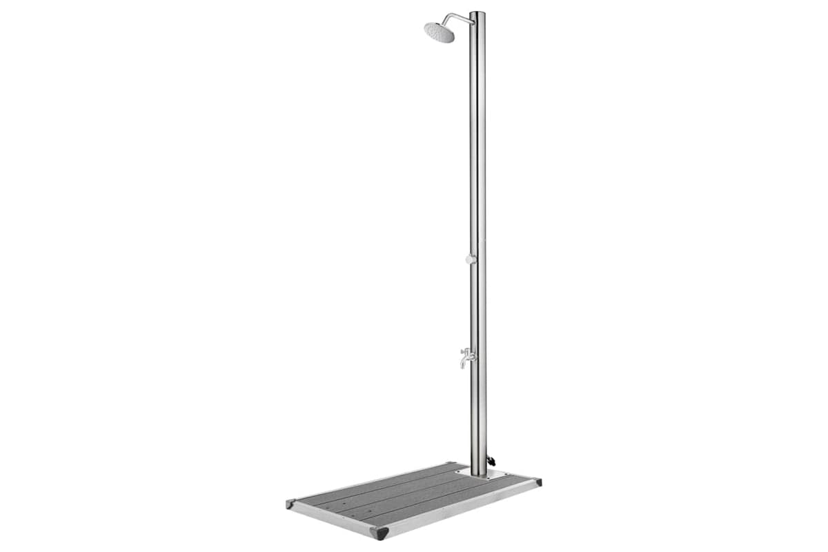 vidaXL 3070793 Garden Shower With Grey Base 220cm Stainless Steel