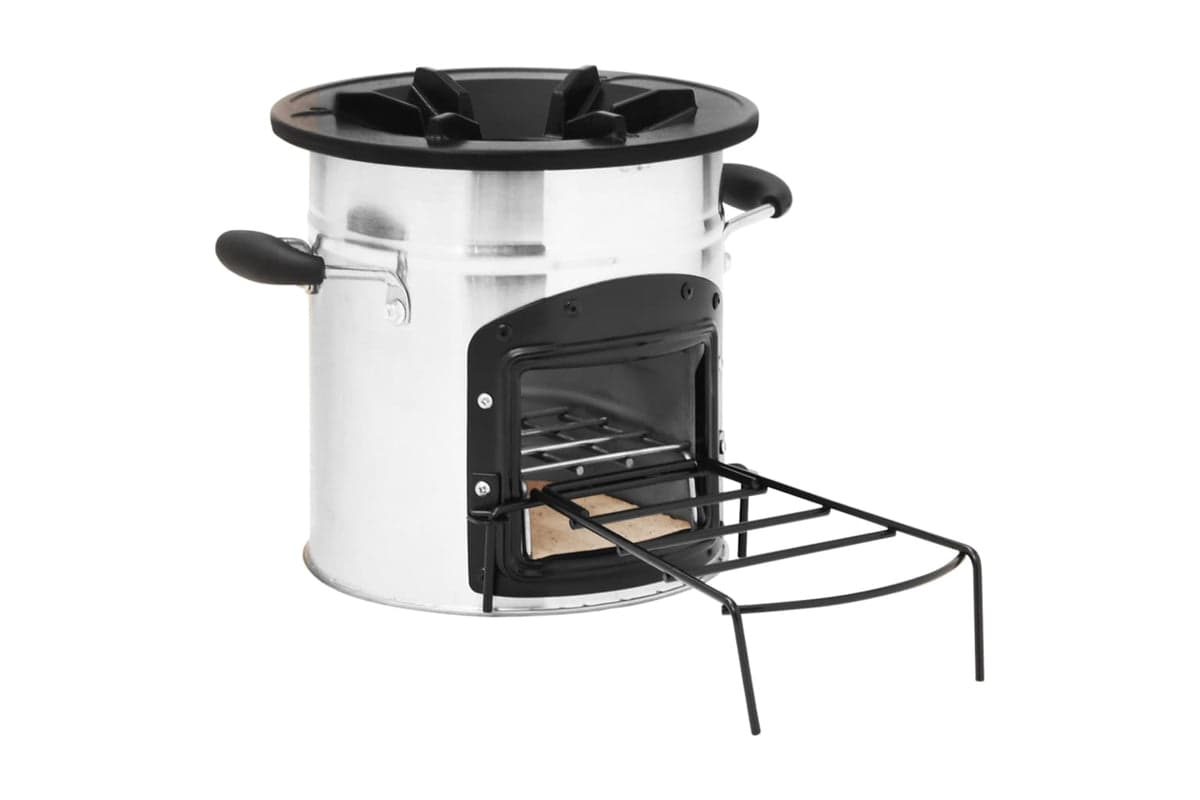 vidaXL 319440 Camping Wood Stove Silver 45.5x33x25.5cm Stainless Steel