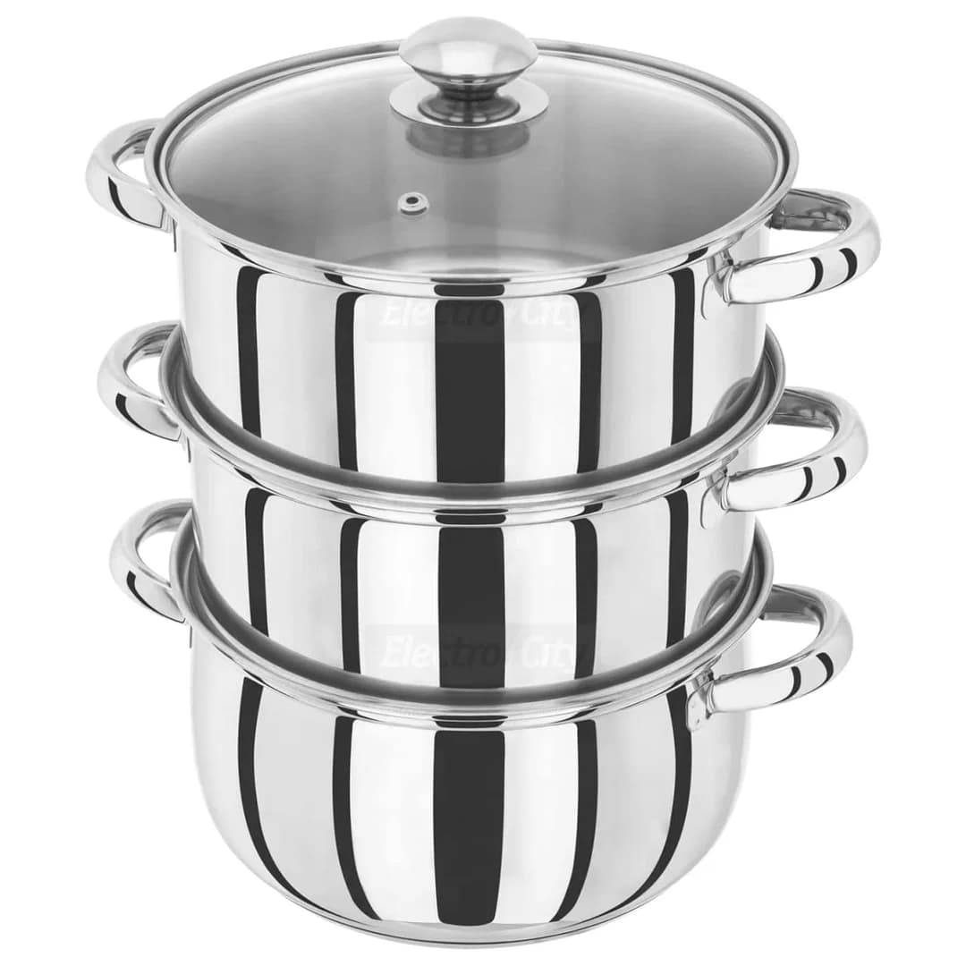 Judge Essentials 22cm 3 Tier Stainless Steel Steamer with Casserole Base | Silver