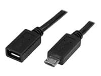 STARTECH.COM - StarTech 0.5m 20in Micro-USB Extension Cable - M/F - Micro USB Male to Micro USB Female Cable (USBUBEXT50CM) - USB extension cable - Micro-USB Type B to Micro-USB Type B - 50 cm