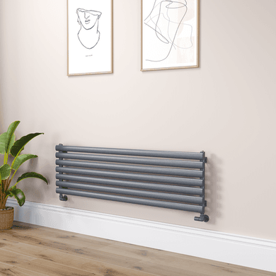 Sorrento Linea Dark Grey Anthracite Oval Designer Radiator 413x1400mm Single Panel 2321 BTU - Horizontal Bars