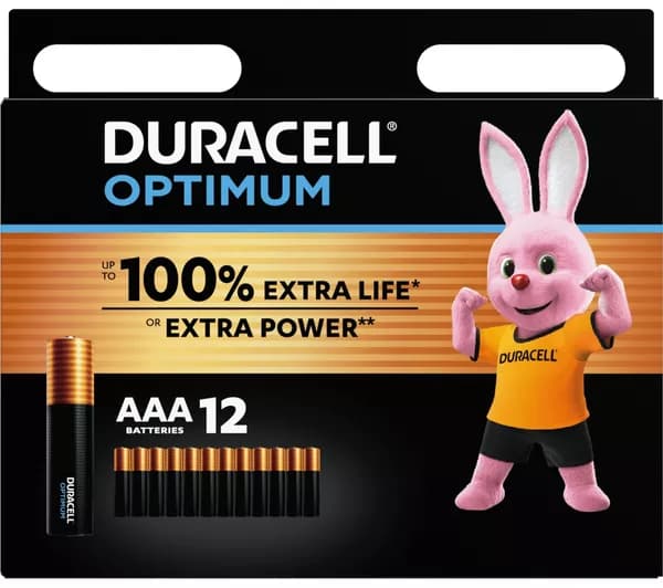 DURACELL Optimum AAA Alkaline Batteries - Pack of 12