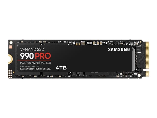 SAMSUNG - 990 PRO MZ-V9P4T0BW - SSD - encrypted - 4 TB - internal - M.2 2280 - PCIe 4.0 x4 (NVMe) - 256-bit AES - TCG Opal Encryption