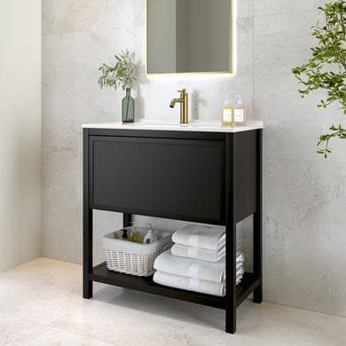 800mm Black Freestanding Vanity with Basin - Perla