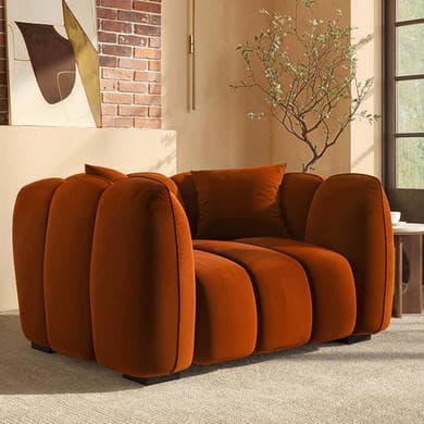 Burnt Orange Velvet Love Seat - Elod