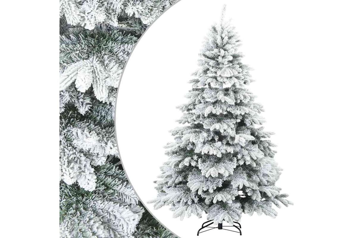 Vidaxl Artificial Hinged Christmas Tree Snow Flocked White 210 Cm