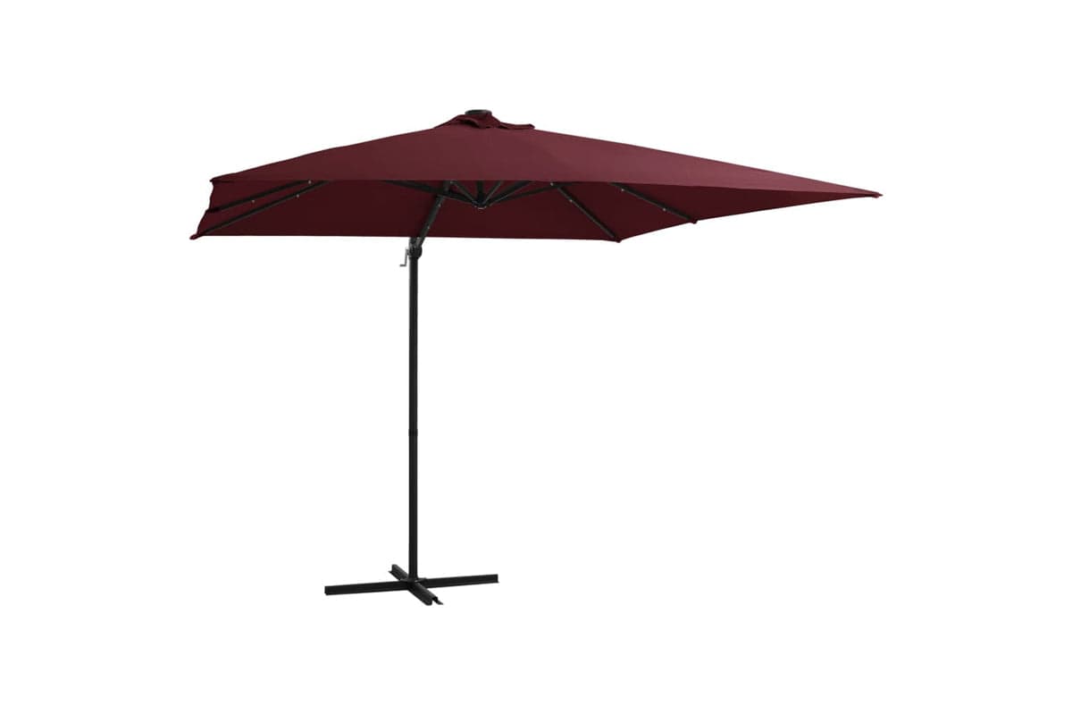 Vidaxl 312310 Cantilever Umbrella With Led Lights Bordeaux Red 250x250 Cm