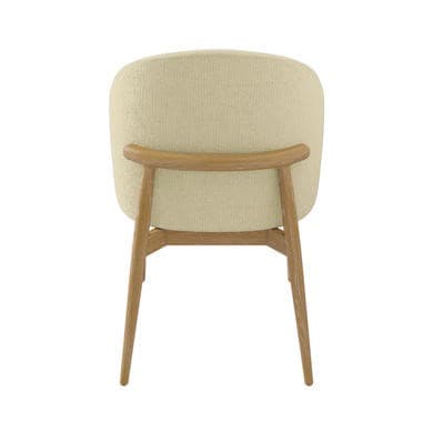 Cream Upholstered Curved Dining Chair with Limewash Solid Wood Exposed Back - Kori