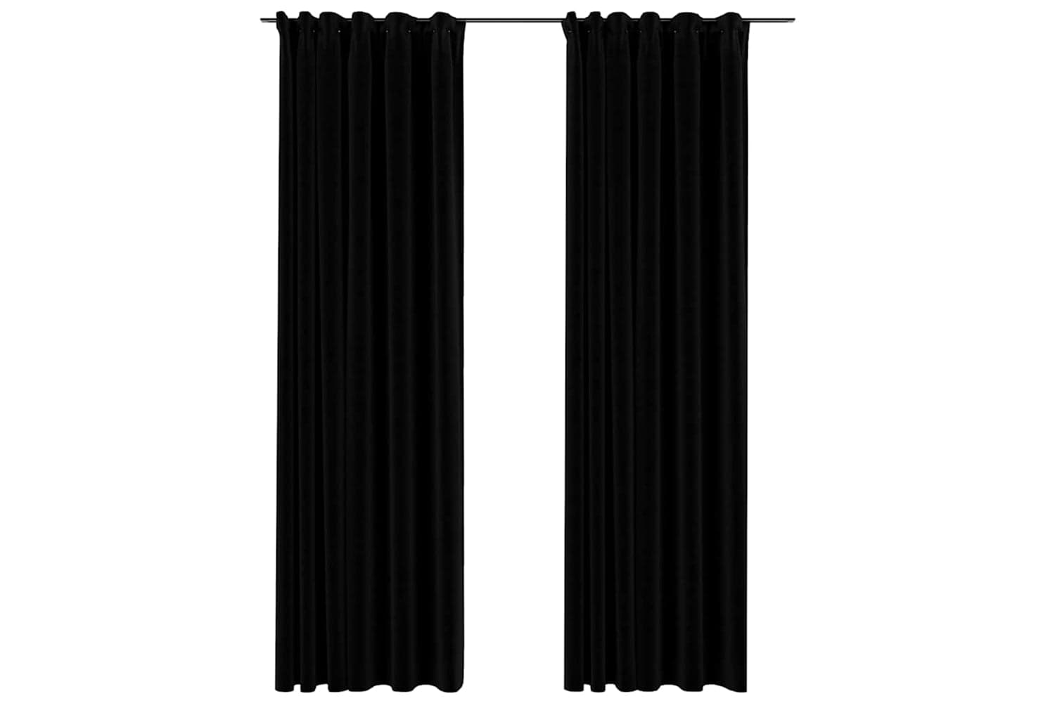 Vidaxl Linen-look Blackout Curtains With Hooks 2 Pcs Black 140x245 Cm