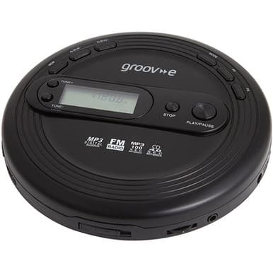Groov-e GVPS210/BK Retro Series Personal CD Player with FM Radio Black