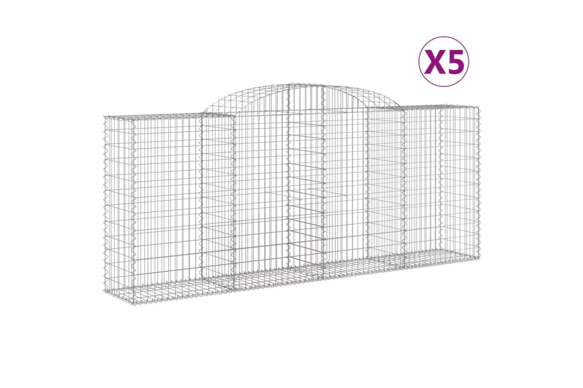 vidaXL 3146722 Arched Gabion Baskets 5 Pcs 300x50x120/140cm Galvanised Iron