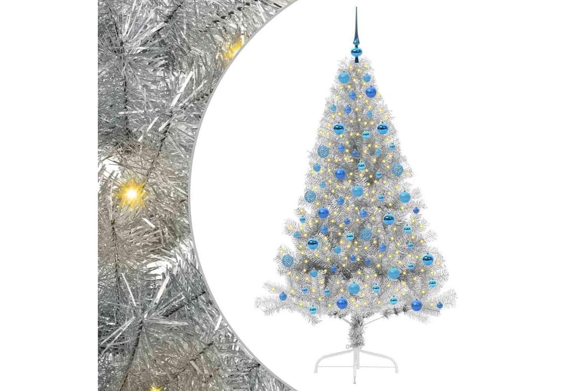 Vidaxl Artificial Pre-lit Christmas Tree Silver 180 Cm Pet