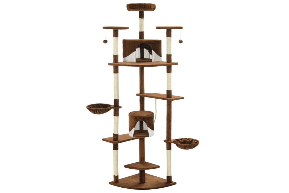 Cat Tree With Sisal Scratching Posts 203 Cm Brown And White