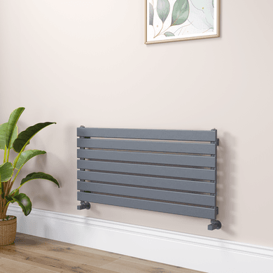 Riace Linea Dark Grey Anthracite Flat Designer Radiator 490x1000mm Single Panel 1891 BTU - Horizontal Bars