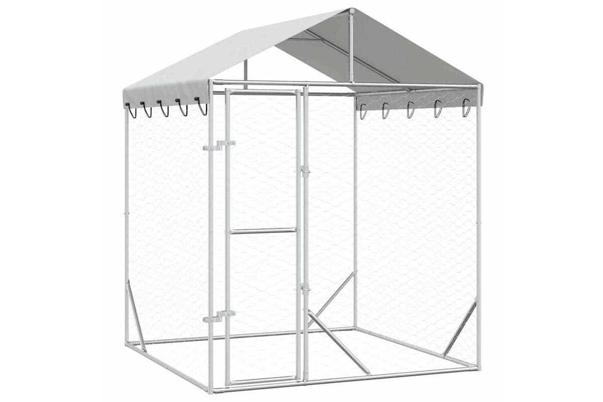 Vidaxl Outdoor Dog Kennel With Roof Silver 2x2x2.5 M Galvanised Steel