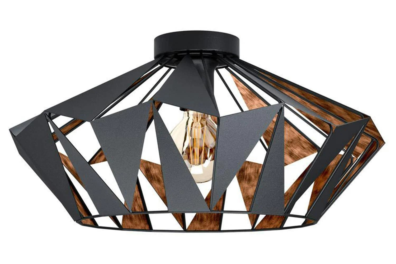 Eglo | Carlton Geometric Ceiling Light | Black/Copper