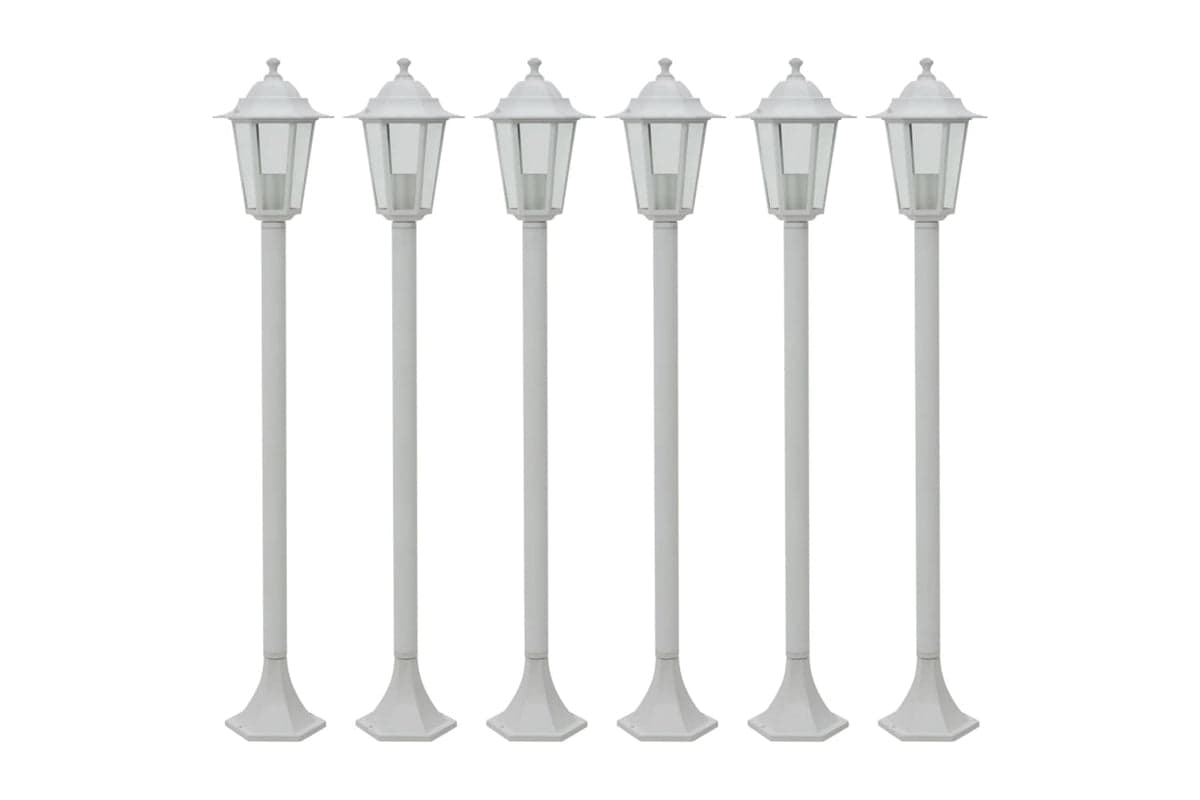 vidaXL 44215 Garden Post Lights 6 Pcs E27 110cm Aluminium White
