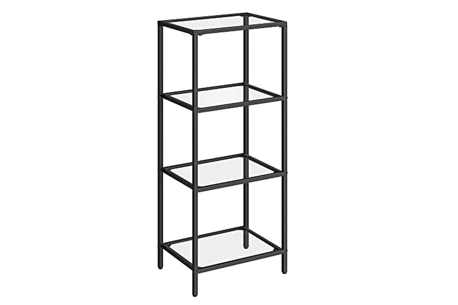 Vasagle LGT028B61 Standing Shelf with 4 Shelves Made of Black Tempered Glass