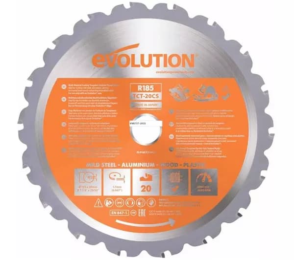 EVOLUTION R185TCT-20CS Multi-Material Circular Saw Blade - Silver