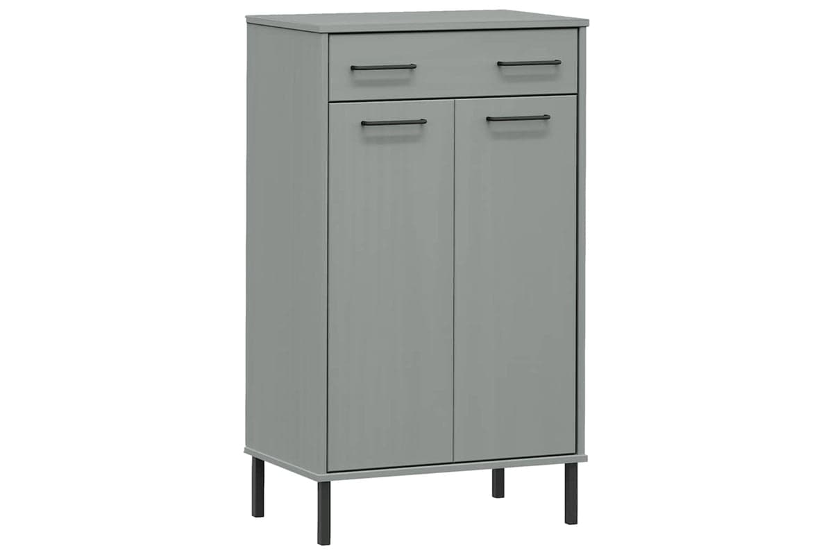 Vidaxl 350986 Shoe Rack With Metal Legs Grey Solid Wood Pine Oslo