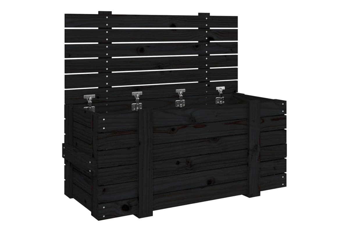 vidaXL 825002 Storage Box Black 91x40.5x42cm Solid Wood Pine