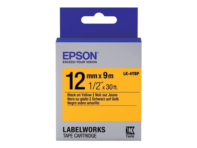 EPSON - LK-4YBP - label tape - 1 cassette(s) - Roll (1.2 cm x 9 m)