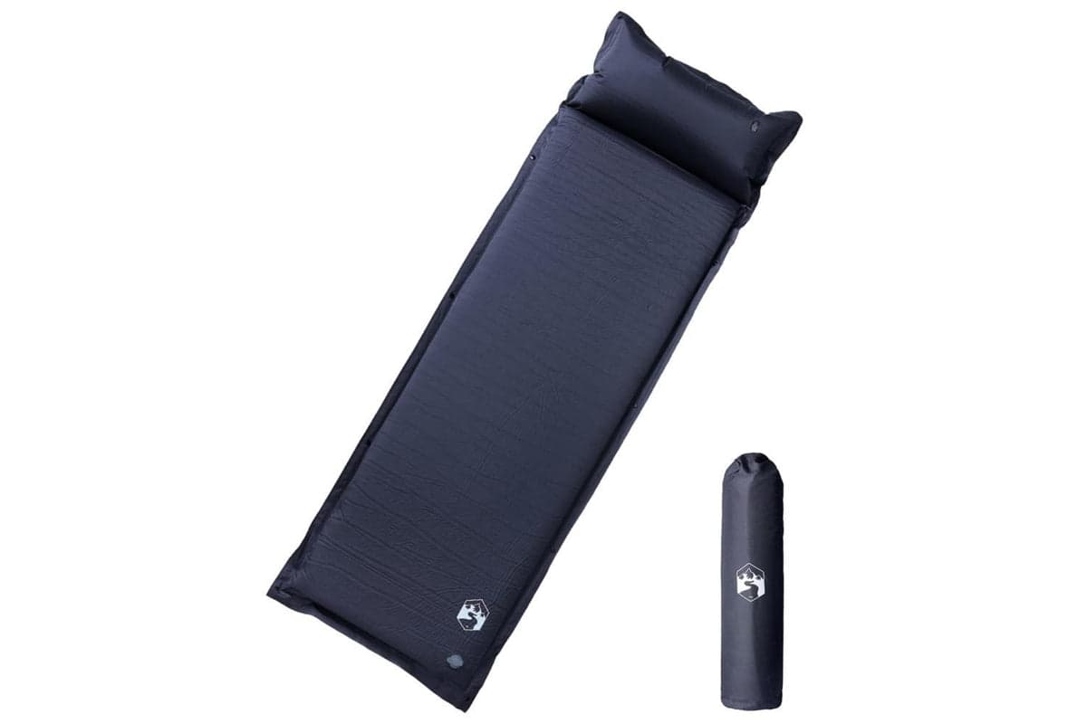 Vidaxl Self Inflating Camping Mattress With Pillow 1-person Grey