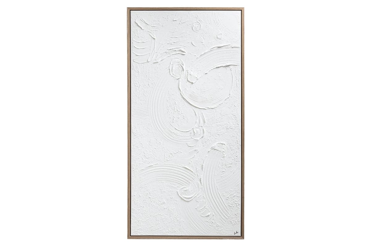 Yanna Textured Framed Canvas Wall Art | White | 156 x 76 cm