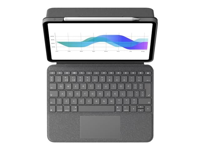 LOGITECH - Folio Touch - keyboard and folio case - with trackpad - QWERTY - UK - oxford grey Input Device