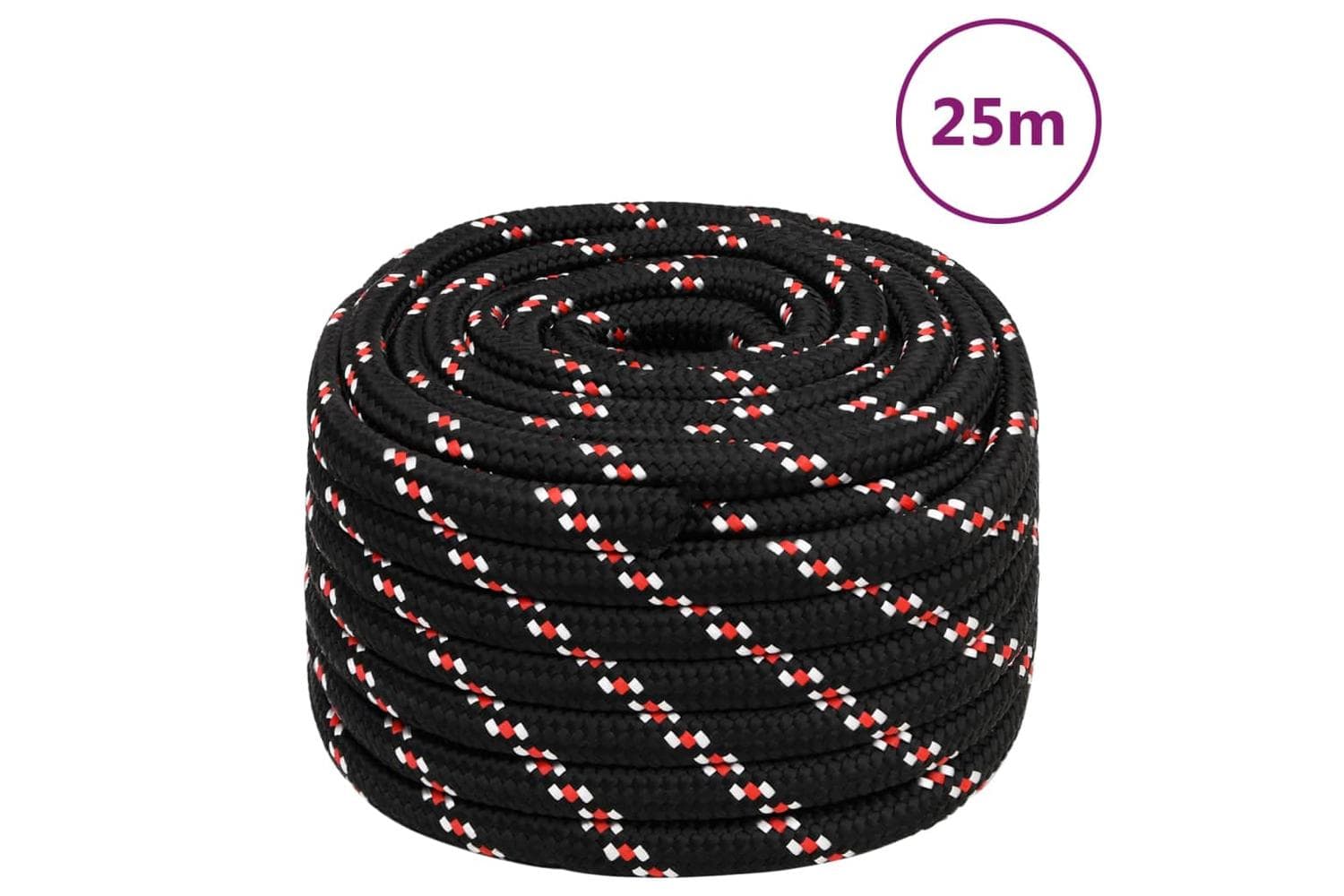 vidaXL 152367 Boat Rope Black 20mm 25 M Polypropylene