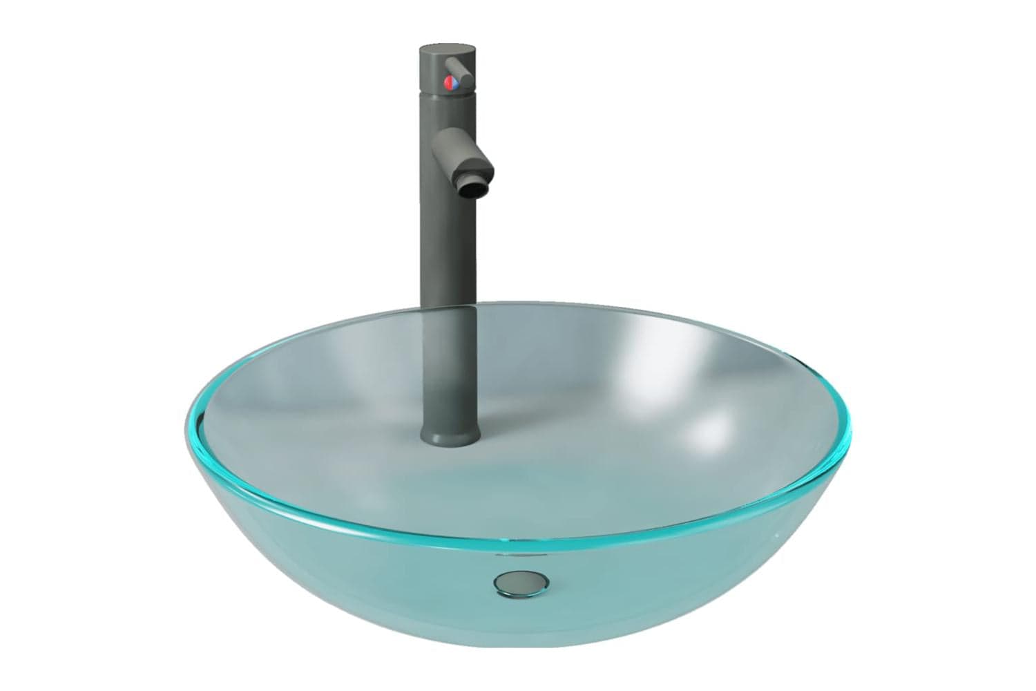 Vidaxl 3098447 Bathroom Sink With Tap And Push Drain Frosted Tempered Glass