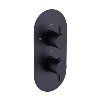 Black 1 Outlet Concealed Thermostatic Shower Valve with Dual Control - Arissa