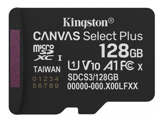KINGSTON - Canvas Select Plus - Flash memory card - 128 GB - A1 / Video Class V10 / UHS-I U1 / Class10 - microSDXC UHS-I