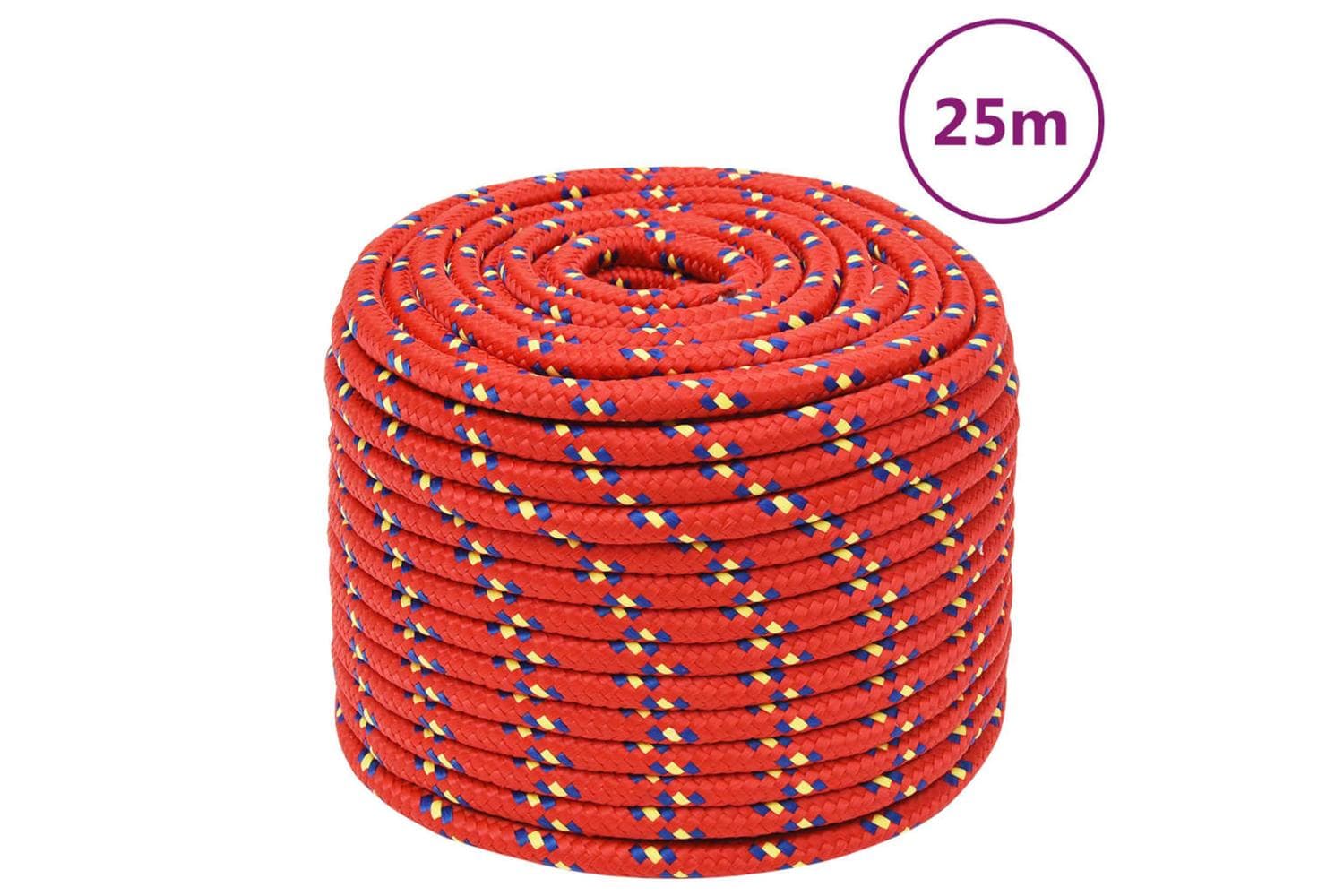vidaXL 152405 Boat Rope Red 12mm 25 M Polypropylene