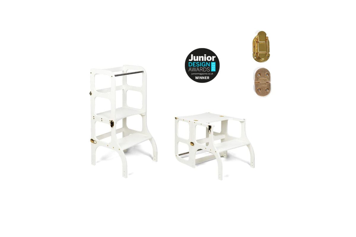 Ette Tete Helper Tower Stepnsit White Gold Clasps Extra Support | Helper Tower | Baltic Birch Plywood