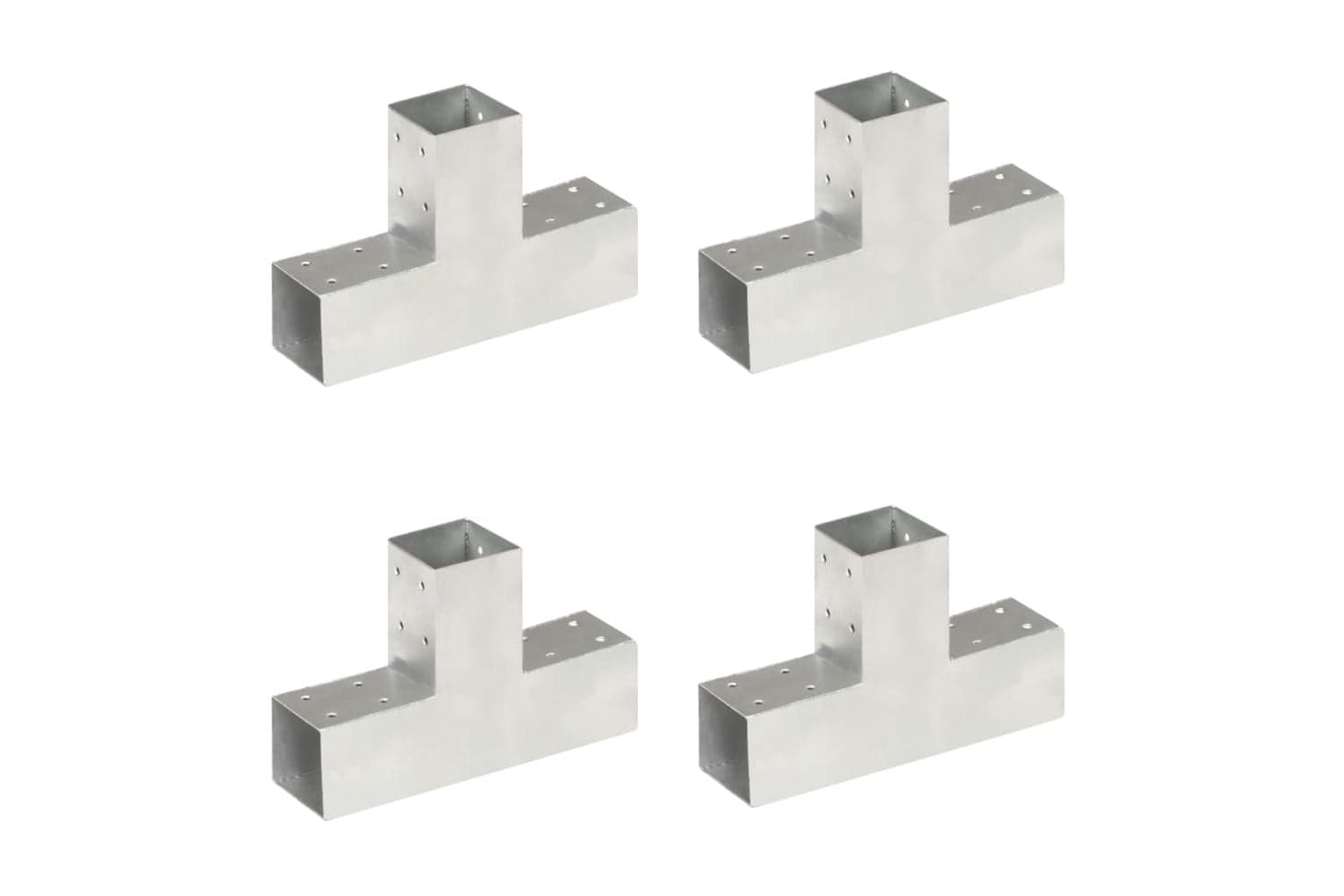 vidaXL 145456 Post Connectors 4 Pcs T Shape Galvanised Metal 71x71mm