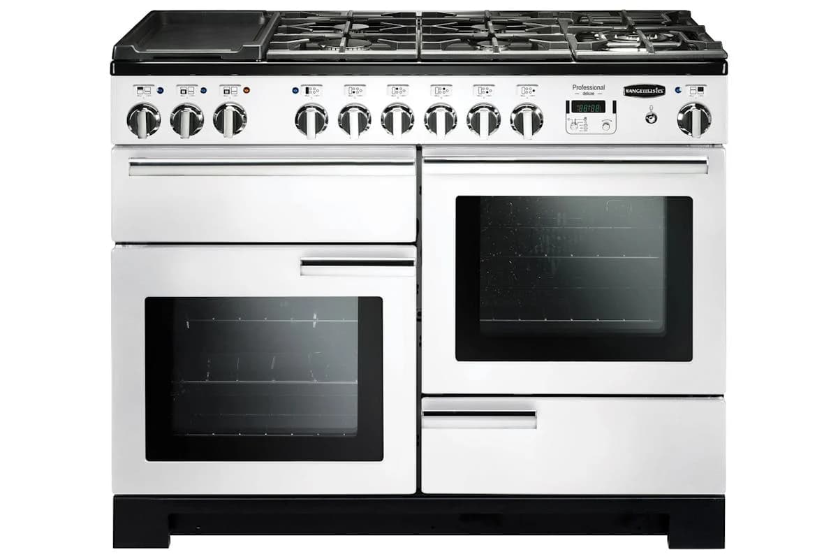 Rangemaster Professional Deluxe 110cm Dual Fuel Range Cooker | PDL110DFFWH/C | White