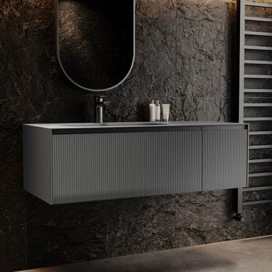 Venice 1200mm Fluted Wall Hung Vanity Unit with Aluminium Basin