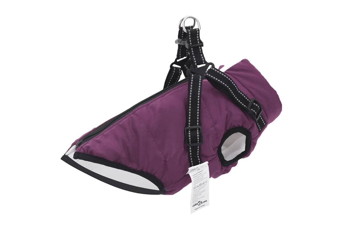 Dog Coat With Harness Waterproof Reflective Purple S