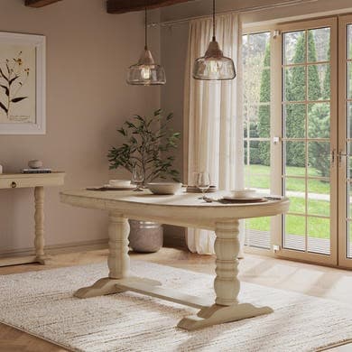Large Solid Wood Farmhouse Extendable Dining Table - Seats 6 - 12 - Madeline