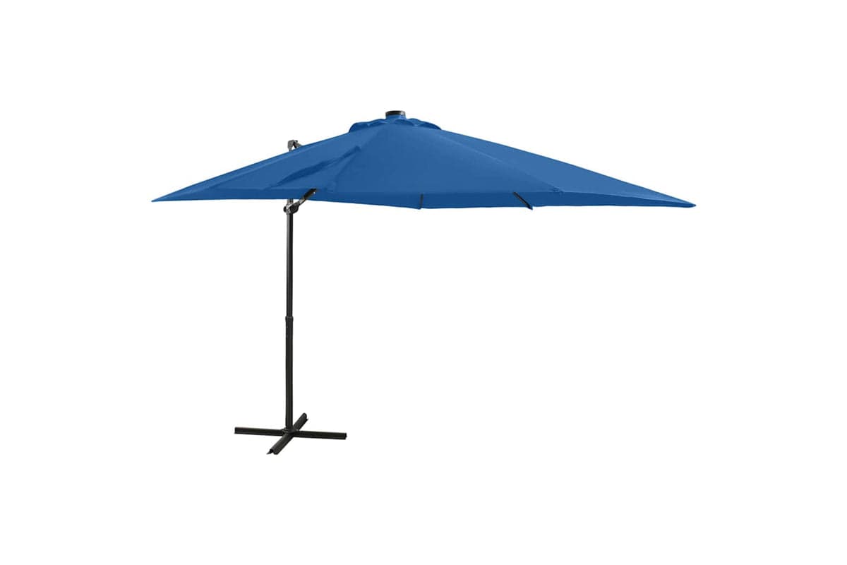 Vidaxl 312325 Cantilever Umbrella With Pole And Led Lights Azure Blue 250 Cm