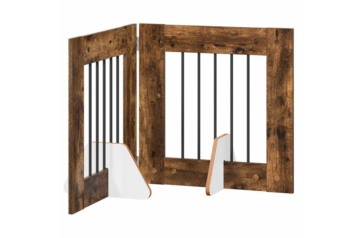 Vidaxl Foldable Dog Gate With Stands 2 Pcs Smoked Oak 1205 Cm